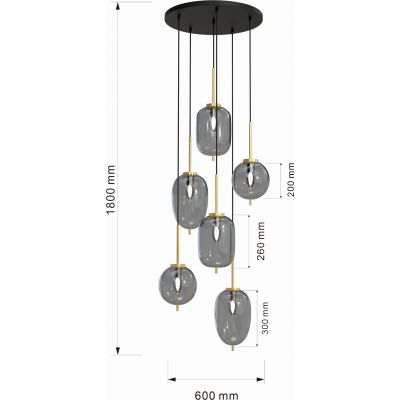 Wofi Belleville lampa wisząca 6x40 W czarna 5007-502