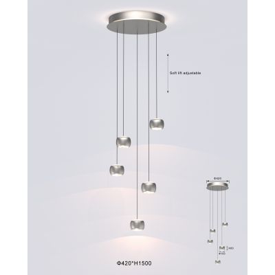 Aviano Quiberon lampa wisząca 27 W srebrna-szampan 5039-503