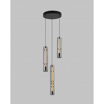 Aviano Cilindro lampa wisząca 3x9 W czarna-chrom-przydymiona 6223-0310