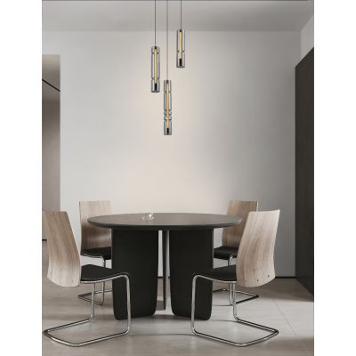 Aviano Cilindro lampa wisząca 3x9 W czarna-chrom-przydymiona 6223-0310