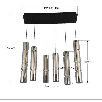 Aviano Cilindro lampa wisząca 6x9 W czarna-chrom-przydymiona 6223-0610