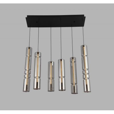 Aviano Cilindro lampa wisząca 6x9 W czarna-chrom-przydymiona 6223-0610