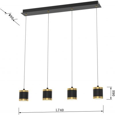 Aviano Toulouse lampa wisząca 4x8,5 W czarna 7003-404