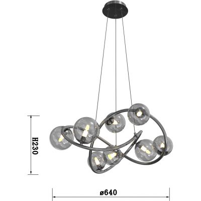 Wofi Nancy lampa wisząca 8x3,5 W czarna 7014-805