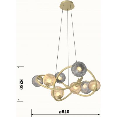 Aviano Metz lampa wisząca 8x3,5 W złota 7015-804