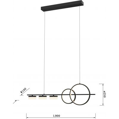 Aviano Messina lampa wisząca 5x8 W czarna 7030-502