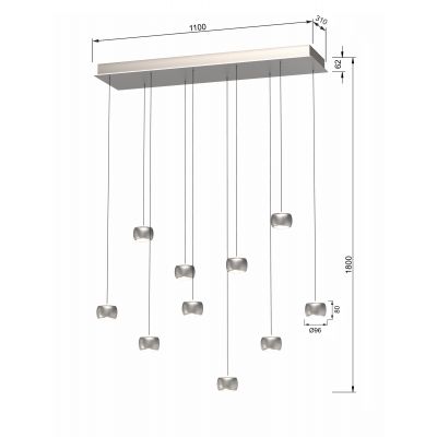Aviano Quiberon lampa wisząca 55 W szampan-nikiel 7039-1003