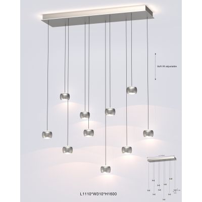 Aviano Quiberon lampa wisząca 55 W szampan-nikiel 7039-1003