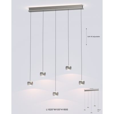 Aviano Quiberon lampa wisząca 27 W szampan-nikiel 7039-503