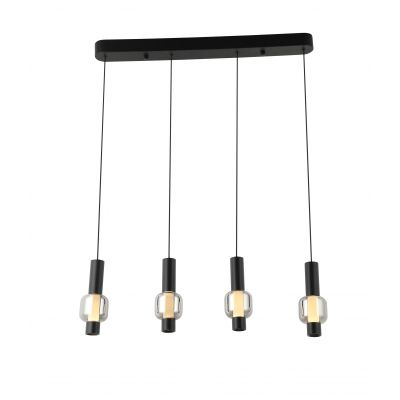 Aviano Ronda lampa wisząca 4x8 W czarna-chrom-przydymiona 7224-0410