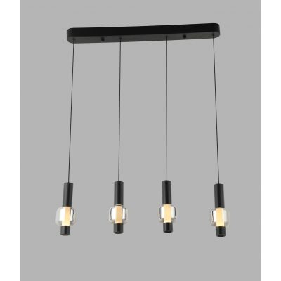 Aviano Ronda lampa wisząca 4x8 W czarna-chrom-przydymiona 7224-0410