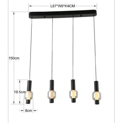 Aviano Ronda lampa wisząca 4x8 W czarna-chrom-przydymiona 7224-0410