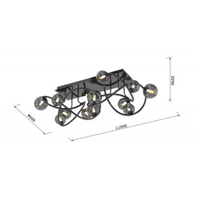 Wofi Nancy lampa podsufitowa 12x3,5 W czarna 9014-1205