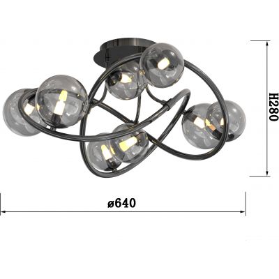 Aviano Nancy lampa podsufitowa 8x3,5 W czarna 9014-805