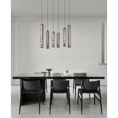 Aviano Cilindro lampa wisząca 3x9 W czarna-chrom-przydymiona 6223-0310