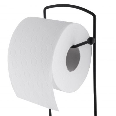YokaHome Berni stojak na papier toaletowy ze szczotką WC czarny mat/bambus BERNI-BLK