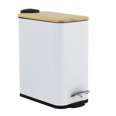 YokaHome Moby kosz na śmieci 5 l biały-brązowy CH.MOBY-5-WHT