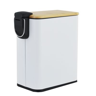 YokaHome Moby kosz na śmieci 5 l biały-brązowy CH.MOBY-5-WHT