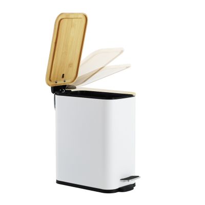 YokaHome Moby kosz na śmieci 5 l biały-brązowy CH.MOBY-5-WHT