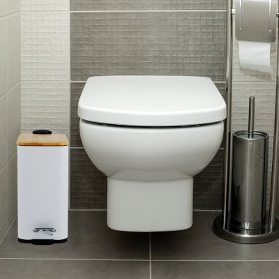 YokaHome Moby kosz na śmieci 5 l biały-brązowy CH.MOBY-5-WHT