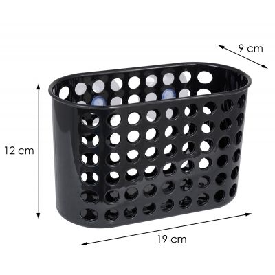 YokaHome PVC koszyk łazienkowy na przyssawki czarny połysk RY.KPBLACK0200