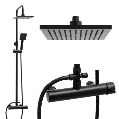 YokaHome Flova zestaw prysznicowy ścienny czarny mat BP.FLOVA20BLK