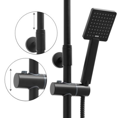 YokaHome Flova zestaw prysznicowy ścienny czarny mat BP.FLOVA20BLK