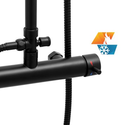 YokaHome Flova zestaw prysznicowy ścienny czarny mat BP.FLOVA20BLK