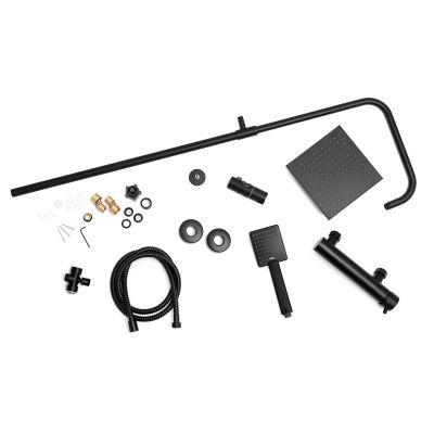 YokaHome Flova zestaw prysznicowy ścienny czarny mat BP.FLOVA20BLK