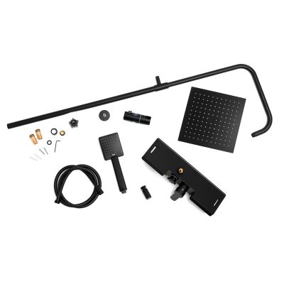 YokaHome Oslo zestaw prysznicowy ścienny z deszczownicą czarny mat BP.OSLO25-BLK