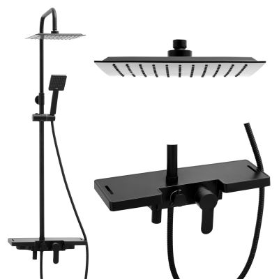 YokaHome Oslo zestaw prysznicowy ścienny z deszczownicą czarny mat BP.OSLO25-BLK