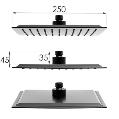 YokaHome Oslo zestaw prysznicowy ścienny z deszczownicą czarny mat BP.OSLO25-BLK