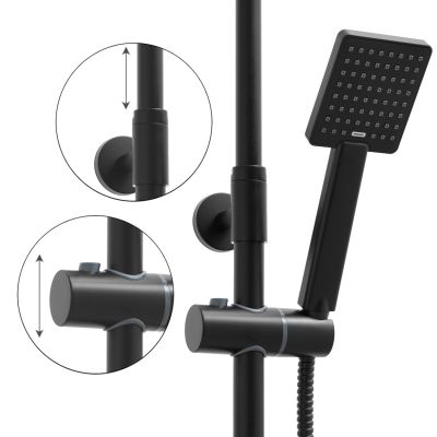 YokaHome Oslo zestaw prysznicowy ścienny z deszczownicą czarny mat BP.OSLO25-BLK