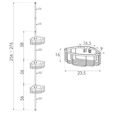 YokaHome Aluma półka 23,5 cm czarna CH.ALUMA-BLK