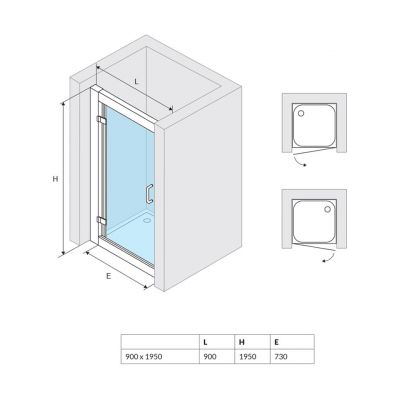 Actima Seria 600 drzwi prysznicowe 90 cm chrom błyszczący/szkło przezroczyste KAAC.1905.900.LP