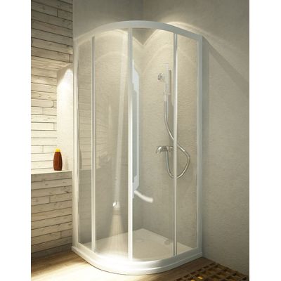Zestaw Aquaform Aqua kabina prysznicowa 80x80 cm półokrągła z brodzikiem biel/szkło przejrzyste 100-32990O