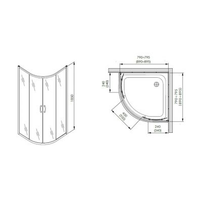 Aquaform Nigra kabina prysznicowa 80 cm półokrągła 100-40061