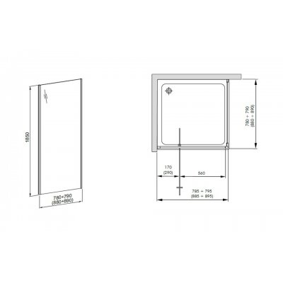 Aquaform Nigra ścianka prysznicowa 80 cm 103-40090