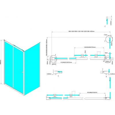 Aqualine UGGA kabina prysznicowa 120x90 cm biała szkło brick AWS120-02