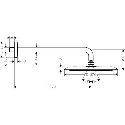 Axor Citterio C deszczownica z ramieniem 27x27 cm okrągła chrom 28791000
