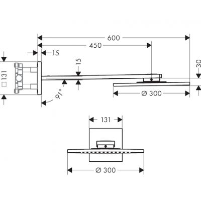 Axor ShowerSolutions deszczownica z ramieniem 30x30 cm okrągła czerwone złoto szczotkowane 35303310