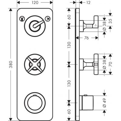 Axor Citterio E bateria wannowo-prysznicowa podtynkowa termostatyczna złoty optyczny szczotkowany 36703250