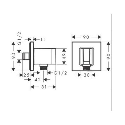 Axor ShowerSolutions przyłącze kątowe z uchwytem czarny 36734670