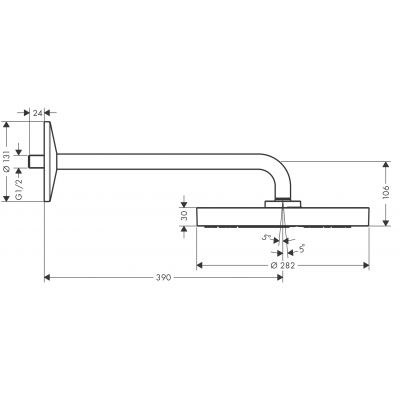 Axor One deszczownica 28 cm okrągła z ramieniem ściennym złoty optyczny szczotkowany 48491250