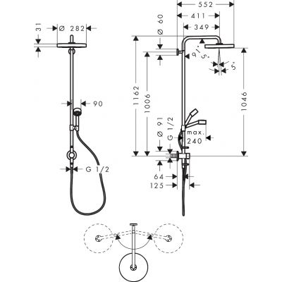 Axor One zestaw prysznicowy podtynkowy termostatyczny z deszczownicą chrom 48796000