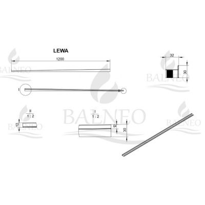 Balneo listwa kształtująca spadek 120 cm lewa miedziana D0101040210-1