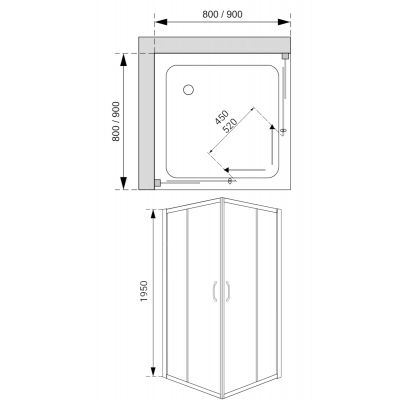Bravat ID kabina prysznicowa 80 cm kwadratowa chrom/szkło grafitowe ID-SQST80