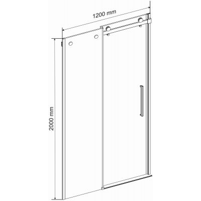 Bravat Omega Black drzwi prysznicowe 120 cm wnękowe czarny/szkło przezroczyste OMEGABLACKDRZWI120