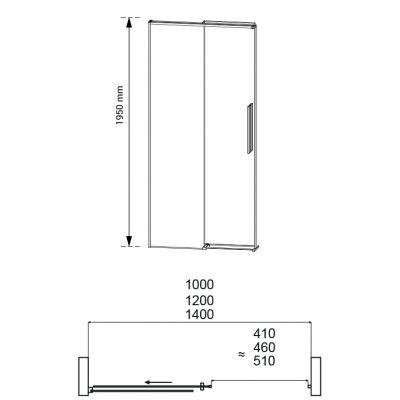 Bravat SL drzwi prysznicowe 140 cm wnękowe czarny mat/szkło przezroczyste SL191-140