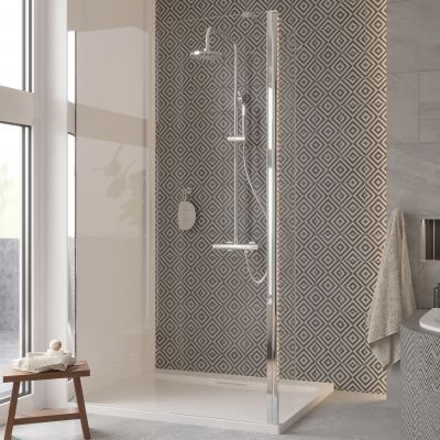 Besco Eco-N ścianka prysznicowa Walk-In 90 cm chrom/szkło przezroczyste EN-90-195C